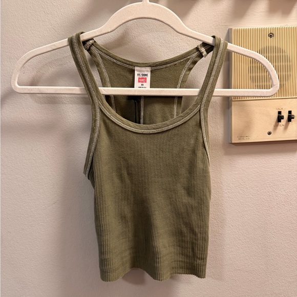 Re/Done Green Ribbed Tank - Picture 3 of 5
